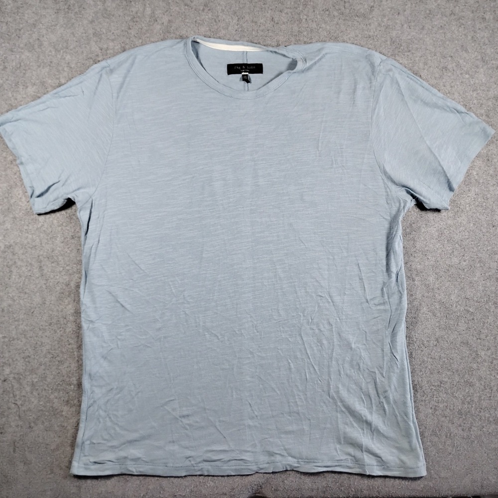 rag & bone Classic Slub Crewneck T-Shirt Mens XXL Light Blue Pima Cotton Top